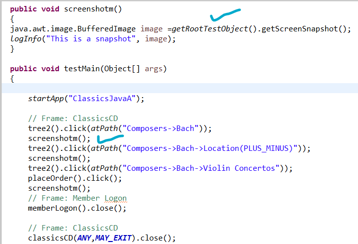 How to capture screenshot during playback with Java code