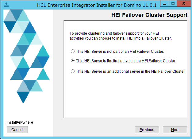 HEI 11.0.1 の Failover Cluster を手動で構成するための手順